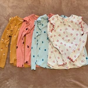 Set of 4 Cat & Jack Ruffle L/S 4T shirts